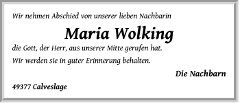 Anzeige von Maria Wolking von OM-Medien