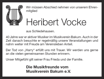 Anzeige von Heribert Vocke von OM-Medien