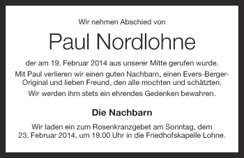 Anzeige von Paul Nordlohne von OM-Medien