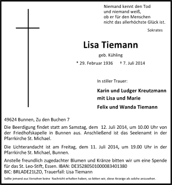 Anzeige von Lisa Tiemann von OM-Medien