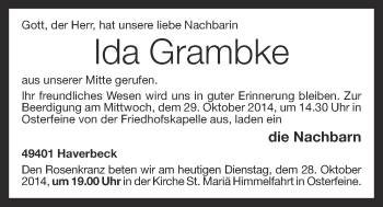 Anzeige von Ida Grambke von OM-Medien