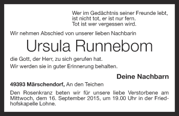 Anzeige von Ursula Runnebom von OM-Medien