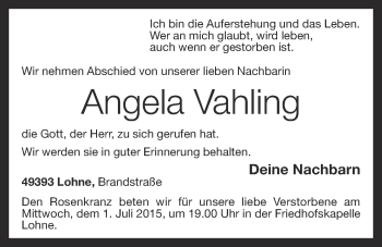 Anzeige von Angela Vahling von OM-Medien