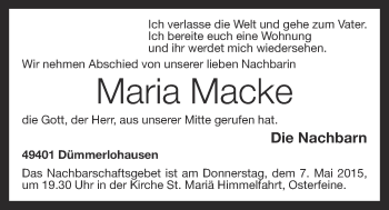 Anzeige von Maria Macke von OM-Medien