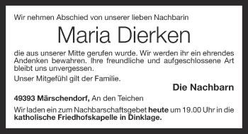 Anzeige von Maria Dierken von OM-Medien