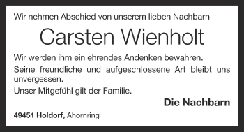 Anzeige von Carsten Wienholt von OM-Medien