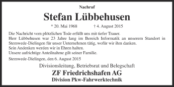 Anzeige von Stefan Lübbehusen von OM-Medien