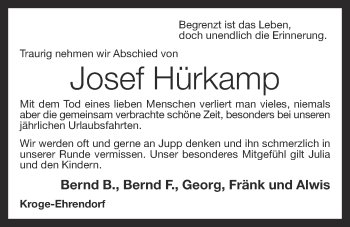 Anzeige von Josef Hürkamp von OM-Medien