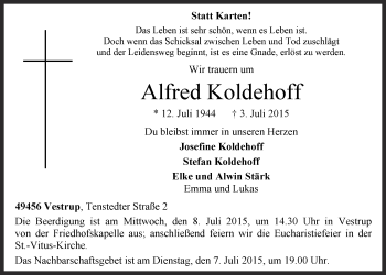 Anzeige von Alfred Koldehoff von OM-Medien