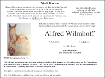 Anzeige von Alfred Wilmhoff von OM-Medien