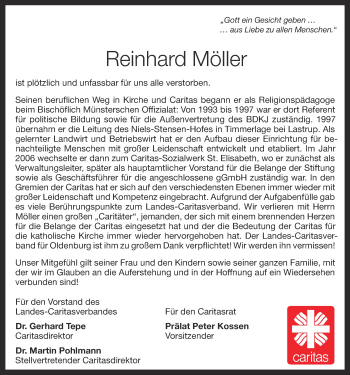 Anzeige von Reinhard Möller von OM-Medien