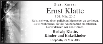 Anzeige von Ernst Klatte von OM-Medien