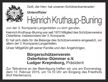 Anzeige von Heinrich Kruthaup-Buning von OM-Medien