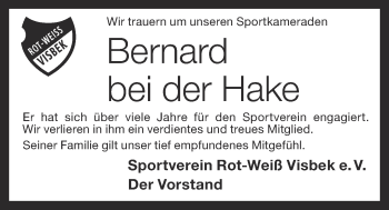 Anzeige von Bernard bei der Hake von OM-Medien