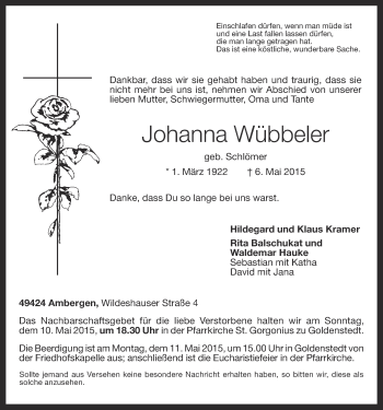 Anzeige von Johanna Wübbeler von OM-Medien