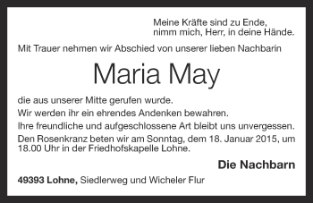 Anzeige von Maria May von OM-Medien