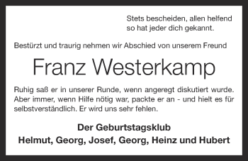 Anzeige von Franz Westerkamp von OM-Medien