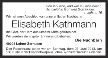 Anzeige von Elisabeth Kathmann von OM-Medien