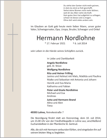 Anzeige von Hermann Nordlohne von OM-Medien