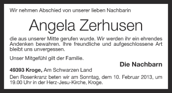 Anzeige von Angela Zerhusen von OM-Medien