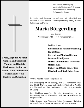 Anzeige von Maria Börgerding von OM-Medien