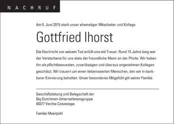 Anzeige von Gottfried Ihorst von OM-Medien