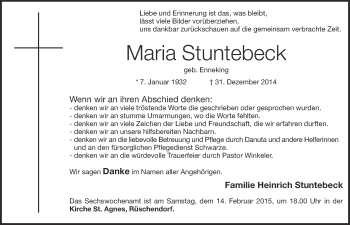 Anzeige von Maria Stuntebeck von OM-Medien