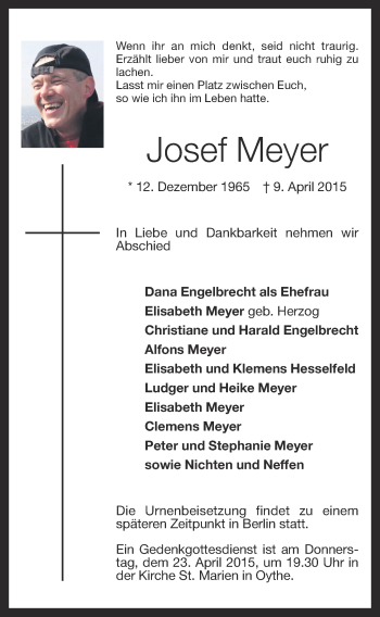 Anzeige von Josef Meyer von OM-Medien