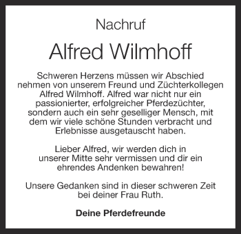 Anzeige von Alfred Wilmhoff von OM-Medien