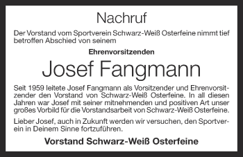 Anzeige von Josef Fangmann von OM-Medien