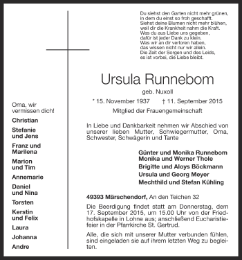 Anzeige von Ursula Runnebom von OM-Medien