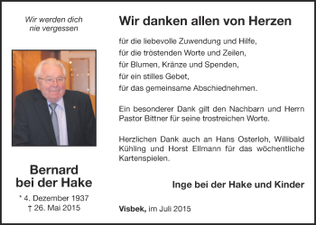 Anzeige von Bernard bei der Hake von OM-Medien