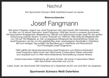 Anzeige von Josef Fangmann von OM-Medien