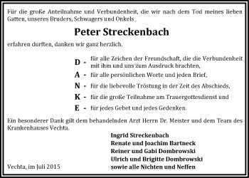 Anzeige von Peter Streckenbach von OM-Medien