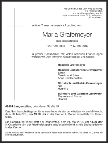 Anzeige von Maria Grafemeyer von OM-Medien