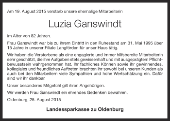 Anzeige von Luzia Ganswindt von OM-Medien