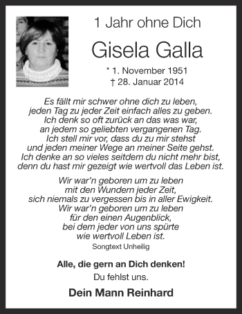 Anzeige von Gisela Galla von OM-Medien