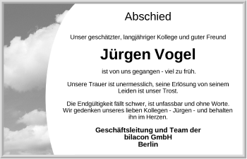 Anzeige von Jürgen Vogel von OM-Medien