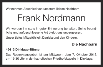 Anzeige von Frank Nordmann von OM-Medien