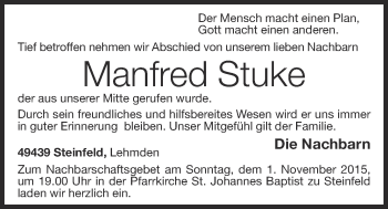 Anzeige von Manfred Stuke von OM-Medien