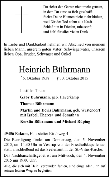 Anzeige von Heinrich Bührmann von OM-Medien