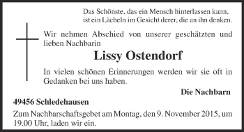 Anzeige von Lissy Ostendorf von OM-Medien