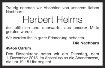 Anzeige von Herbert Helms von OM-Medien