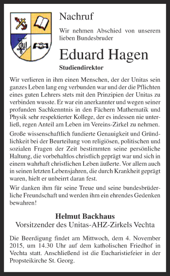 Anzeige von Eduard Hagen von OM-Medien