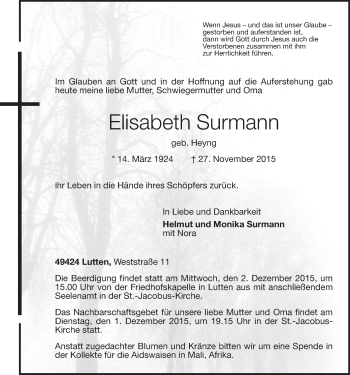 Anzeige von Elisabeth Surmann von OM-Medien