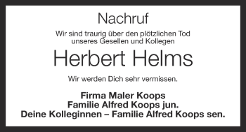 Anzeige von Herbert Helms von OM-Medien