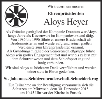 Anzeige von Aloys Heyer von OM-Medien