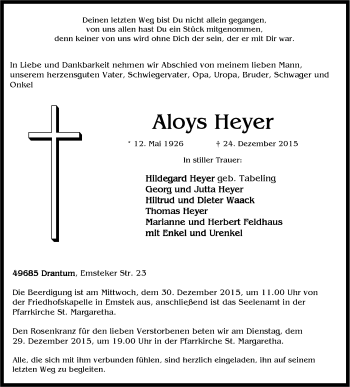 Anzeige von Aloys Heyer von OM-Medien