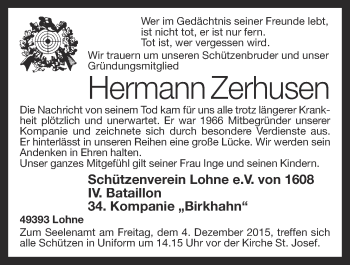 Anzeige von Hermann Zerhusen von OM-Medien