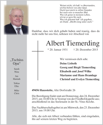 Anzeige von Albert Tiemerding von OM-Medien